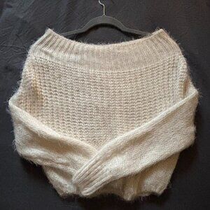 Woman's Cashmere Off-Shoulder Knit Sweater - White